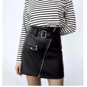 Zara Faux Leather Biker Skirt